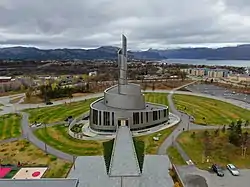 The Northern light cathedral and part of town