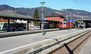 Platform with overhead canopy