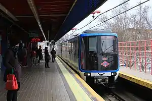 The above ground island platform at Aluche