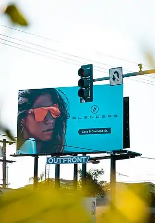 Amber Torrealba featured on a billboard in San Diego, CA for Blenders Eyewear.