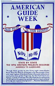 Poster advertising state by state WPA Writers Projects that "describe America to Americans"