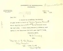 A 1918 note from Ames to W.E.B. DuBois concerning a student recommendation