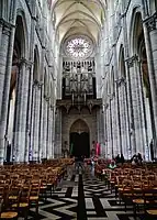 Nave of Classic Gothic, before 1235; Flamboyant rose window of 15th century