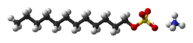 Ball-and-stick model of ammonium lauryl sulfate