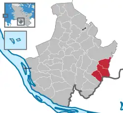 Map of Pinneberg highlighting Bönningstedt