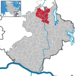 Map of Lauenburg highlighting Berkenthin