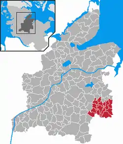 Map of Rendsburg-Eckernförde highlighting Bordesholm