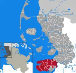 Map of Nordfriesland highlighting Eiderstedt