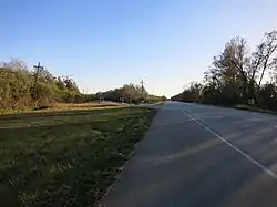 The intersection of FM 521 and County 44 (at left), once an important railroad intersection.