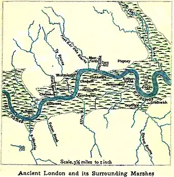 Riverbed centre and modern placenames