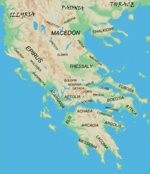 Image 26Map showing the major regions of mainland ancient Greece and adjacent "barbarian" lands. (from Ancient Greece)