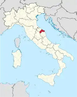 Map of Ancona within modern Italy