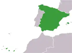 Map indicating locations of Spain and Andorra