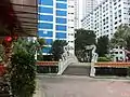 Bridge from the main hall to the HDB flats