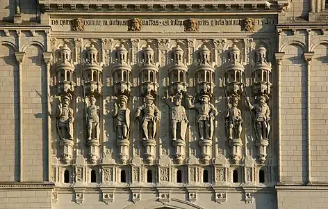 Detail of the west front- St. Maurice and his martyr-knights (16th c.; replaced with copies in 1909)