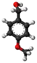 Ball-and-stick model of the anisyl alcohol molecule