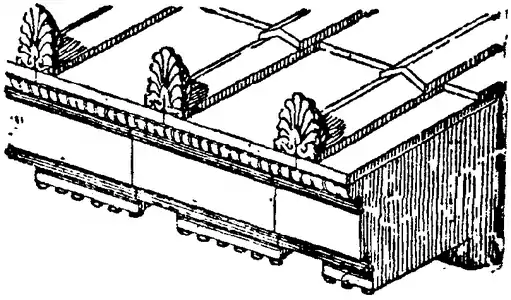 Diagram of roofing with antefixae