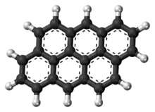 Ball-and-stick model of the anthanthrene molecule