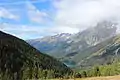 View of the Antholz Valley (Italy) from Staller Saddle. Far right: the Wildgall (3,272 m)