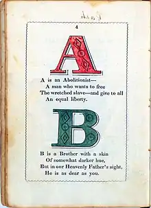 Photograph of letters A and B and text.