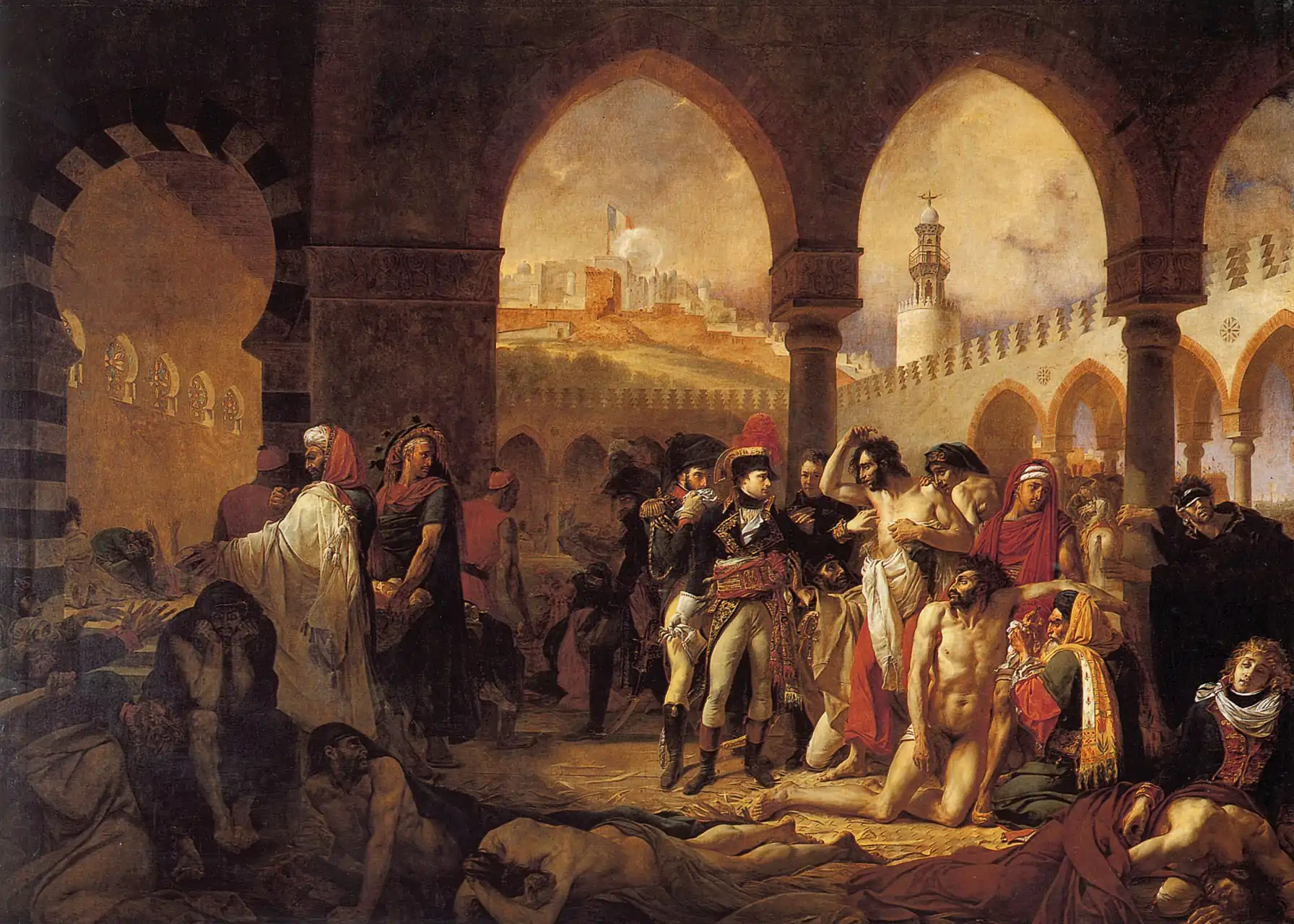 Bonaparte Visiting the Plague Victims of Jaffa; by Antoine-Jean Gros; 1804; oil on canvas; 5.2 x 7.2 m; Louvre