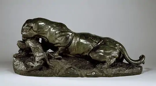 Jaguar devouring a hare, by Antoine Louis Barye (1850), Walters Gallery