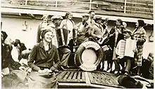 On board the RMS Lancastria in 1929. From the left: Kosola, Ernest Paananen, Matti Jurva and Axel Leaf.