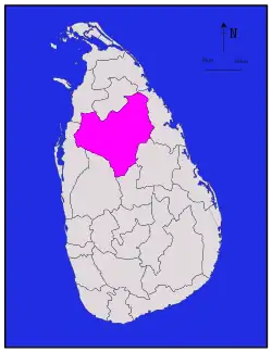 Map of Sri Lanka with Anuradhapura District highlighted