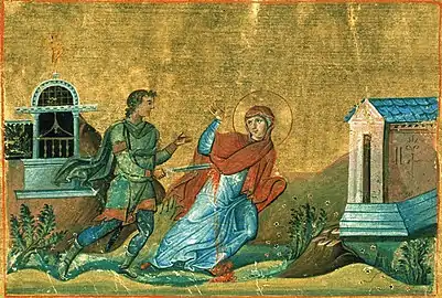 Virgin-martyr Anysia of Thessalonica(Menologion of Basil II, 10th century)