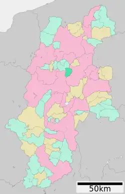 Location of Aoki in Nagano Prefecture