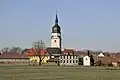 View of Apfelstädt from south, with St Walpurga's Church