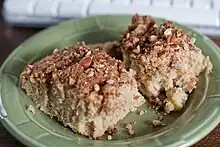 Applesauce American coffee cake slices on a plate