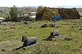 Cemetery featuring animal-shaped monuments