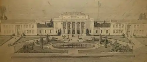 The initial architectural sketch of Chandler High School submitted by Allison & Allison in 1921.