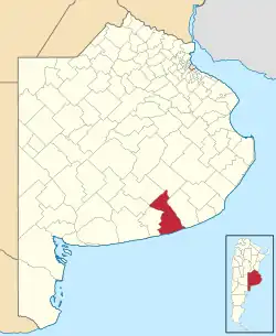 location of Necochea Partido in Buenos Aires Province