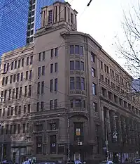 Argus Building. LaTrobe Street, Melbourne; completed 1927.  Features large giant order columns with Egyptian decorative motifs