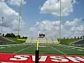 Scoreboard and end-zone seating.