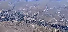 Aerial view of the Arkansas River at Fowler