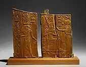 Arm panel from a ceremonial chair of Thutmose IV; 1400–1390 BC; wood (ficus sycomorus?); height: 25.1 cm; Metropolitan Museum of Art (New York City)