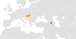 Map indicating locations of Armenia and Hungary