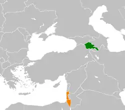 Map indicating locations of Armenia  and  Israel