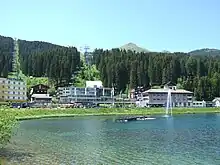 The railway station and cable car by the Obersee