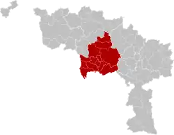 Location of the arrondissement in Hainaut