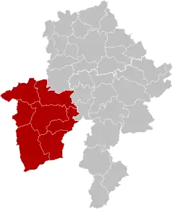 Location of the arrondissement in Namur