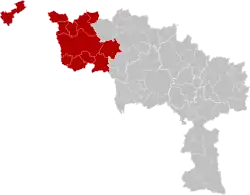 Location of the arrondissement in Hainaut