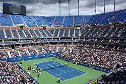 Image 20Arthur Ashe stadium in 2010, before the retractable roof was added. (from US Open (tennis))