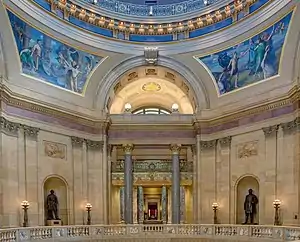 Image showing two statues and two murals in the rotunda