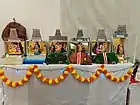 Arupadai Veedu (Six Temples of Murugan) portrayed in Golu, Melbourne, Australia. From Left:- Thiruparankundram, Tiruchendur, Pazhamudircholai, Palani, Tiruttani, Swamimalai.