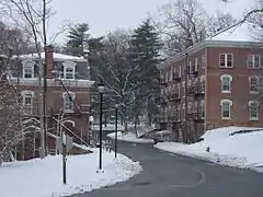 Asbury Hall on the right, Embury Hall on the left