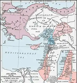 The fall of Edessa, seen here on the right of this map (c.1140), was the proximate cause of the Second Crusade.